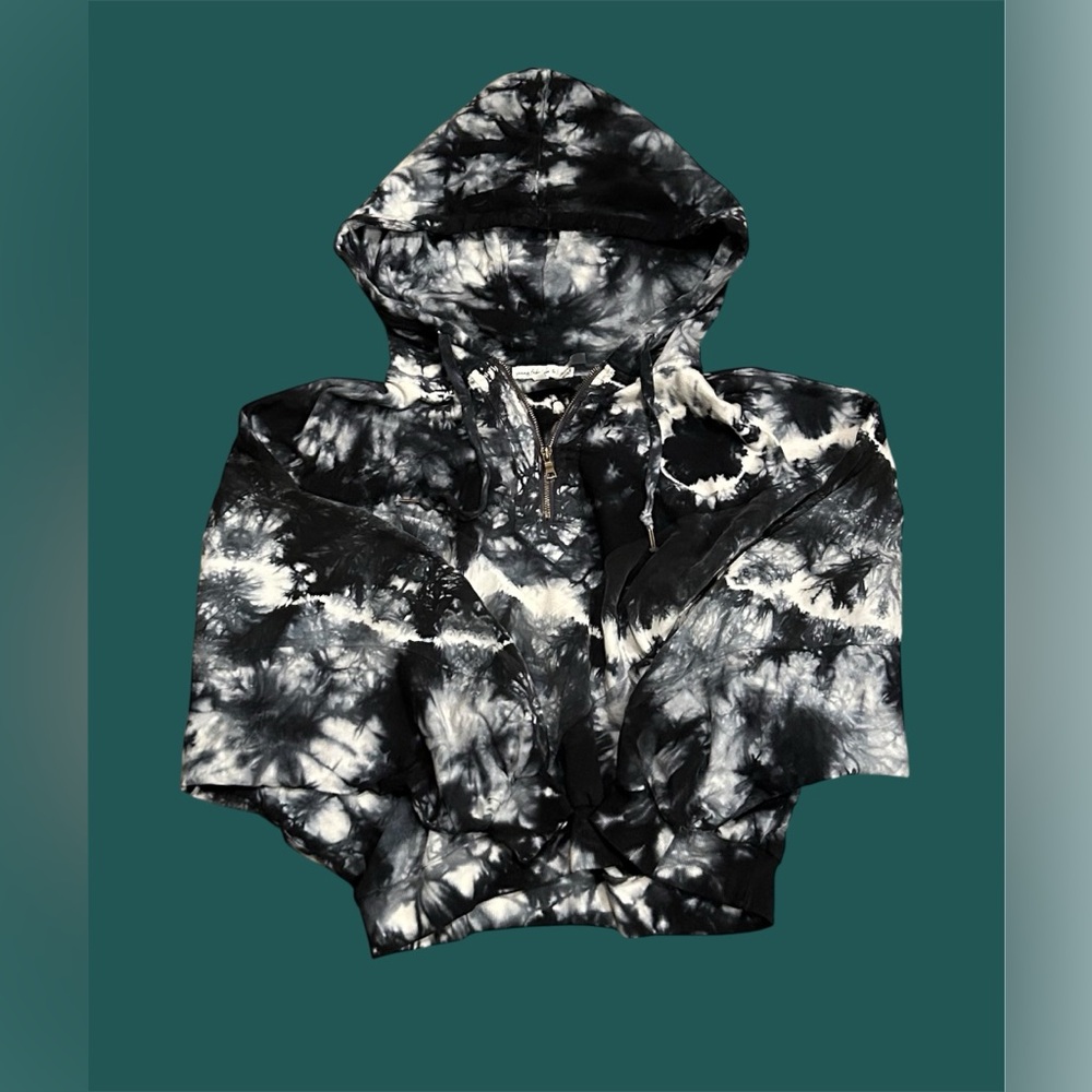 Young Fabulous & Broke Unique V’s Tie Dyed Cropped Batwing Quarter Zip Hoodie L